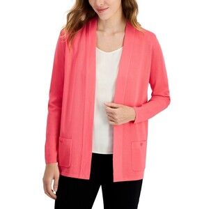Anne Klein Women's Malibu Fine Rib Open-Front Cardigan, Camella, M